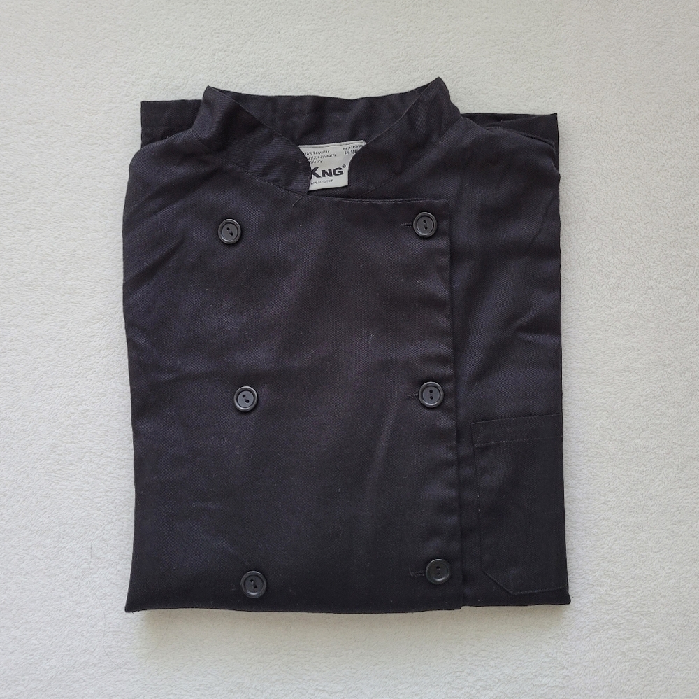 KNG | Men's 3/4 Sleeve Chef Coat Large Black Unisex - Picture 10 of 11